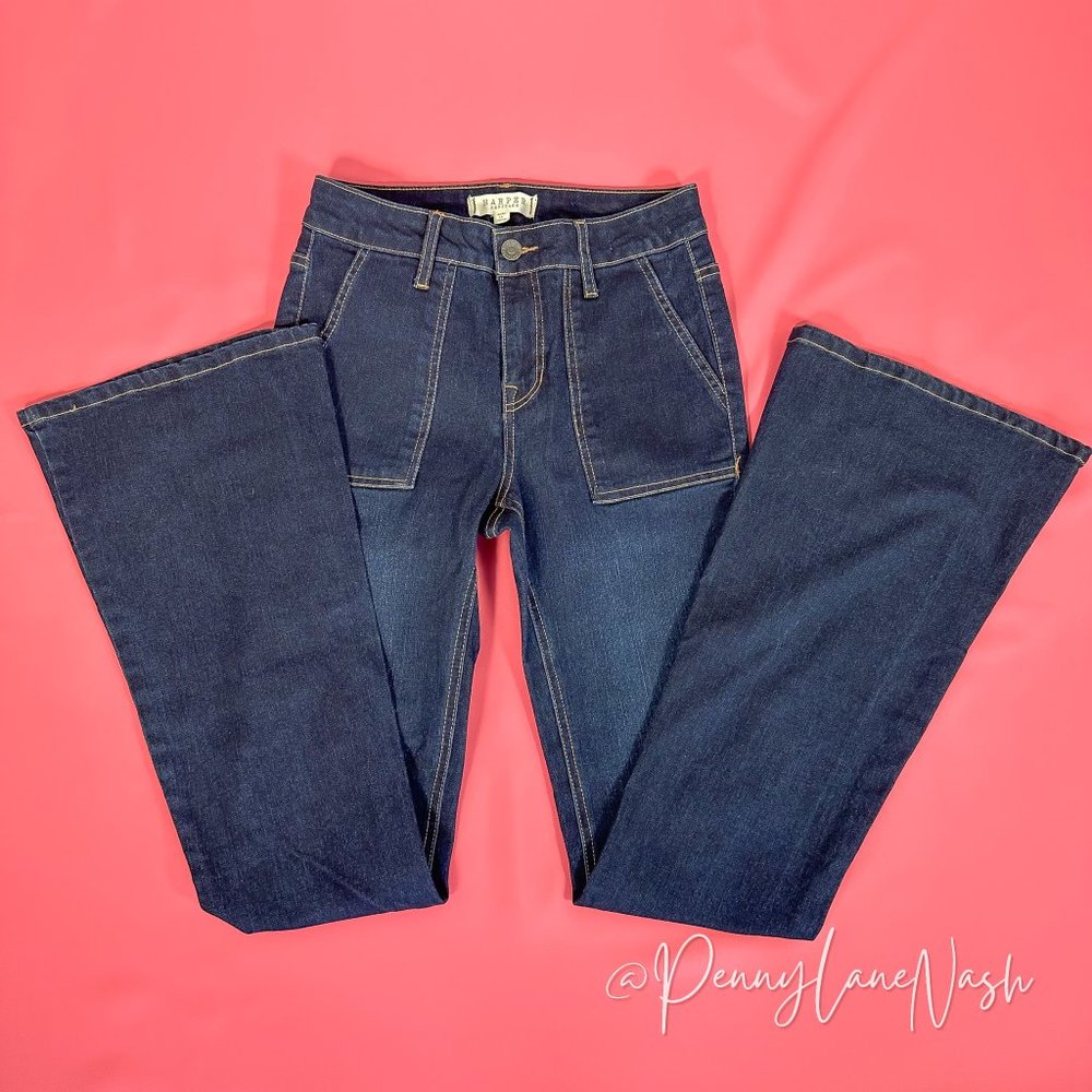 Harper Heritage Mid Rise Flare Patch Pockets Jeans - Picture 3 of 9